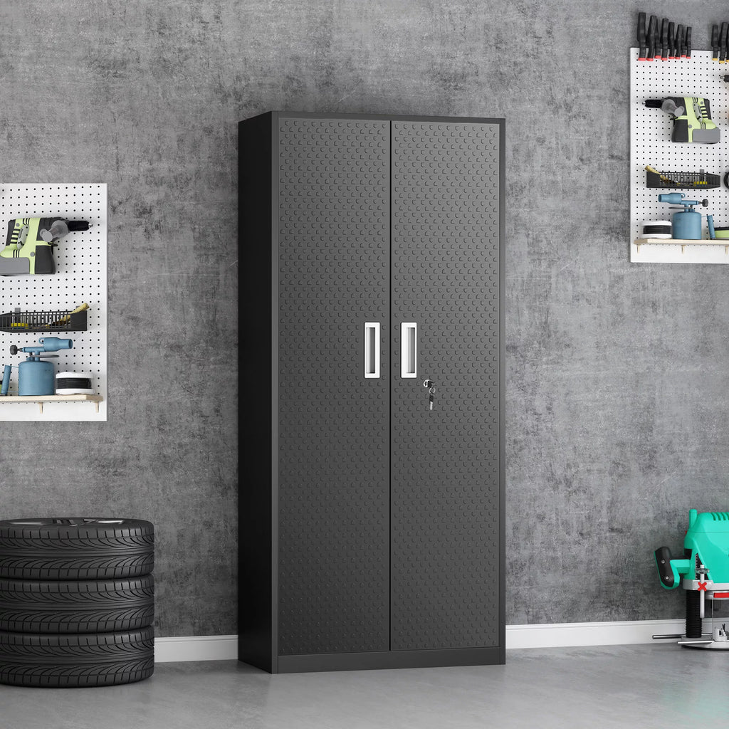 Tall Metal Storage Garage Cabinets with Locking Doors and 4 Adjustable Shelves S357741