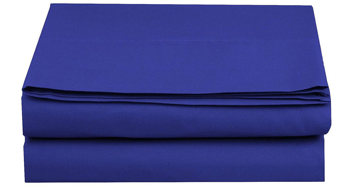Set of 2 King Size Royal Blue Flat Sheet A7653