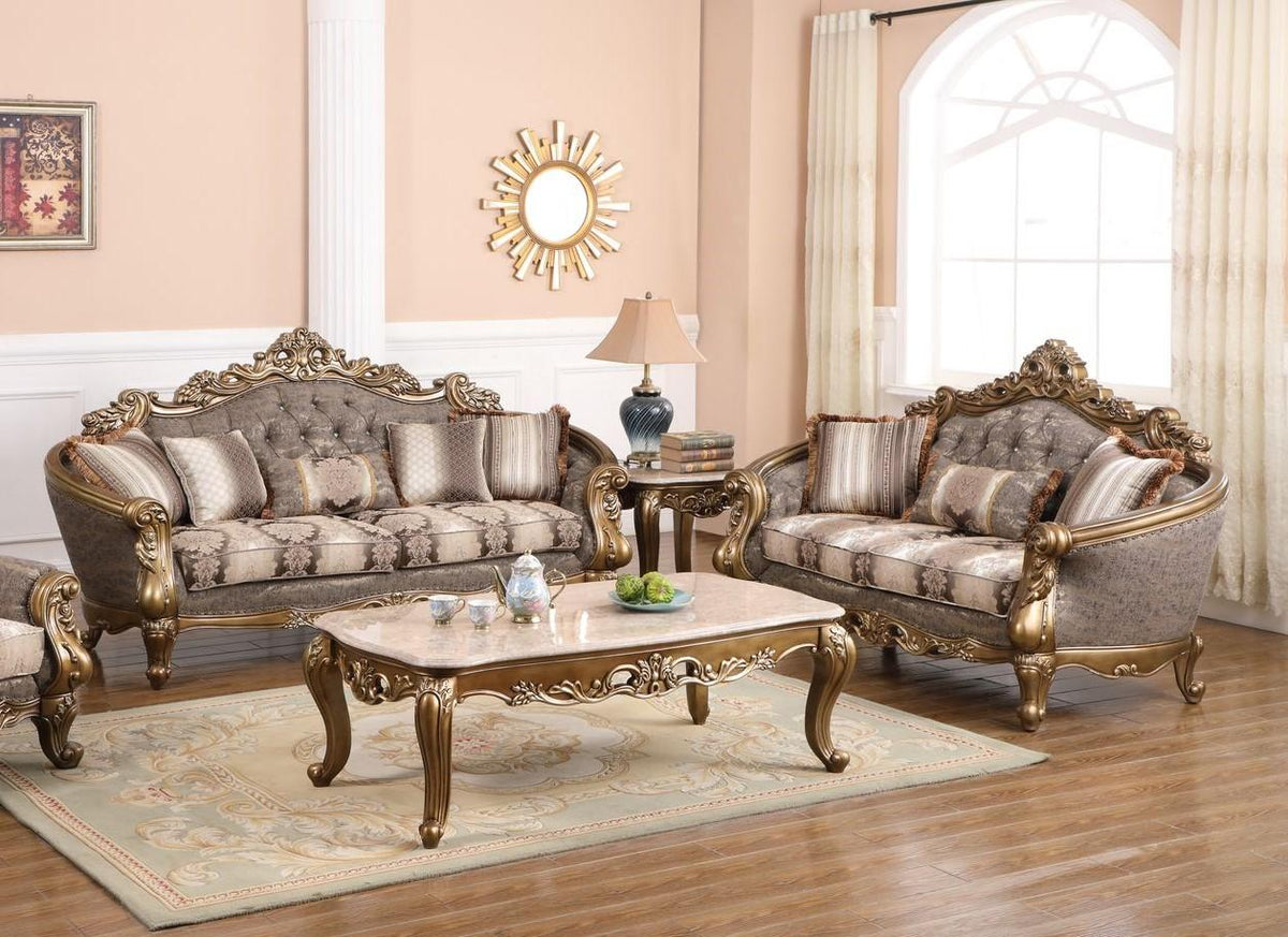 Bronze Shimmery Fabric Sofa Set 2Pcs X590