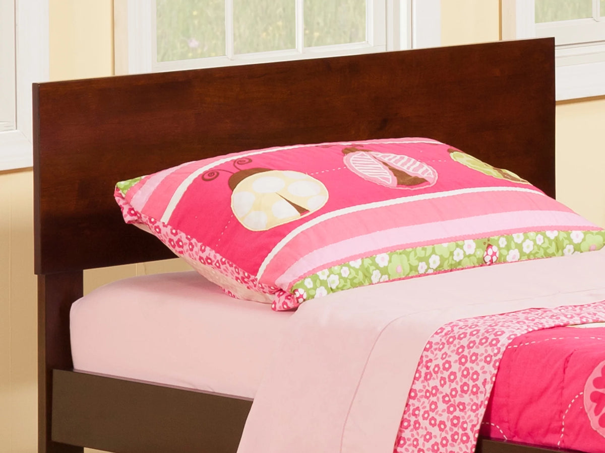 Walnut Twin Panel Solid Wood Headboard with USB Charger M694409