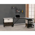 L-Shape Desk and 2 Filing Cabinets Set J5621