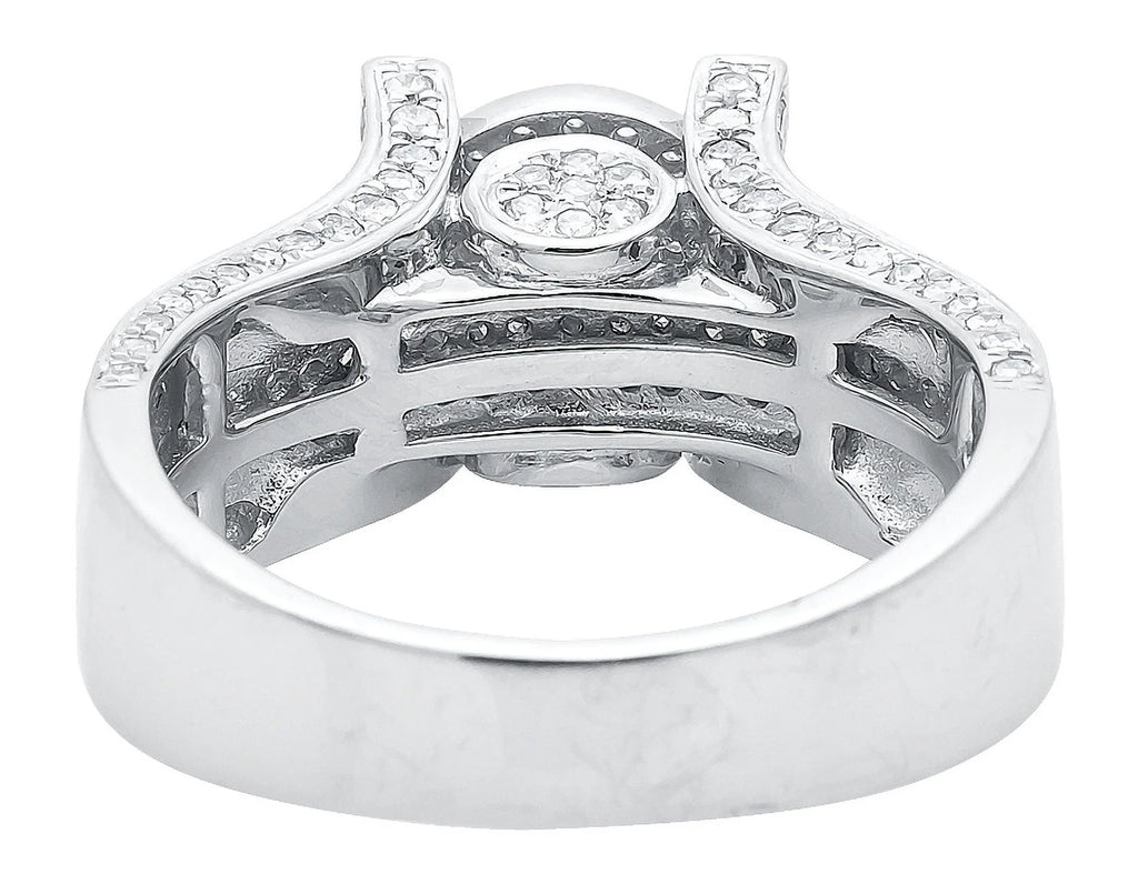 10k White Gold Ladies Round Cluster Diamond Ring B2808