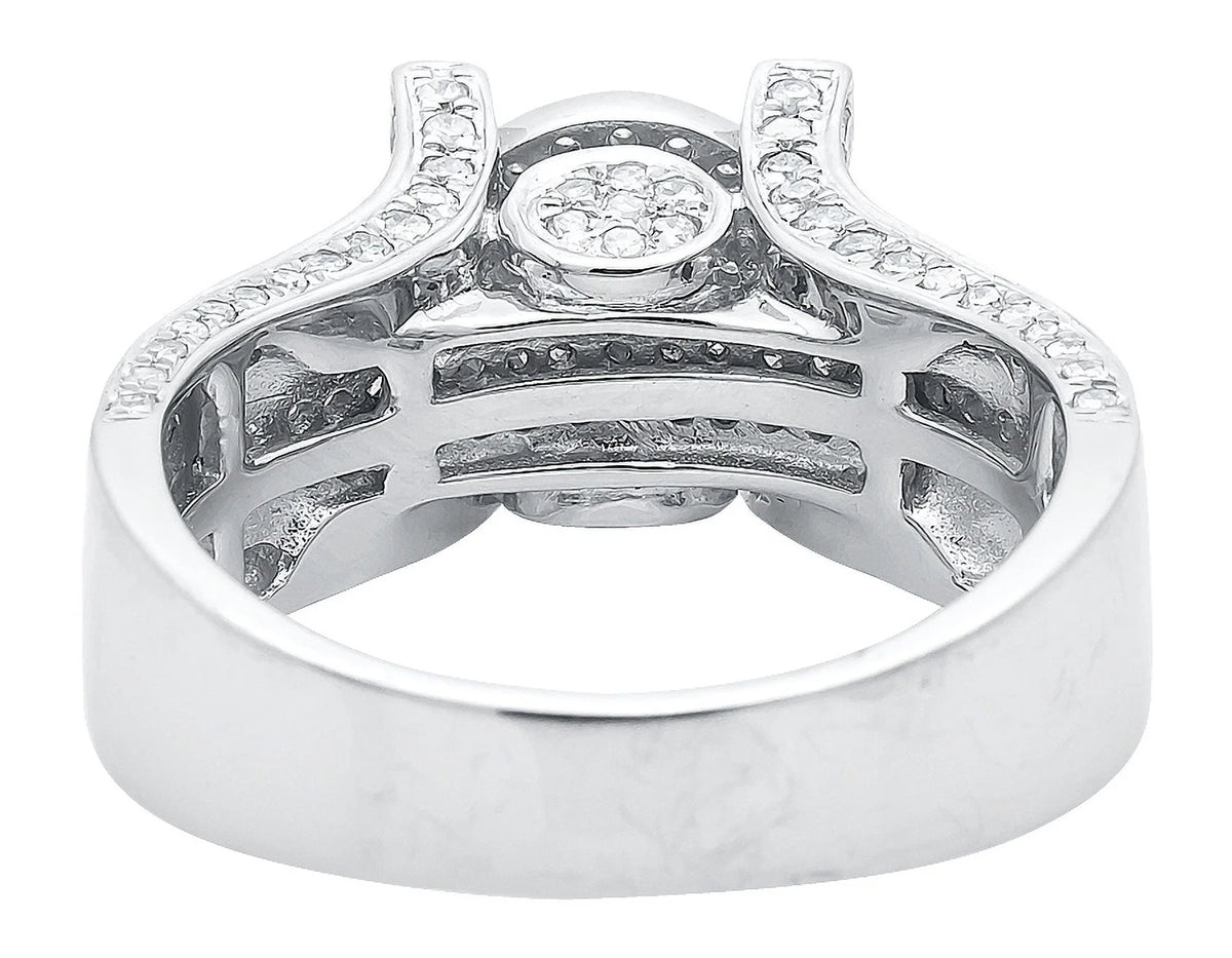 10k White Gold Ladies Round Cluster Diamond Ring B2808