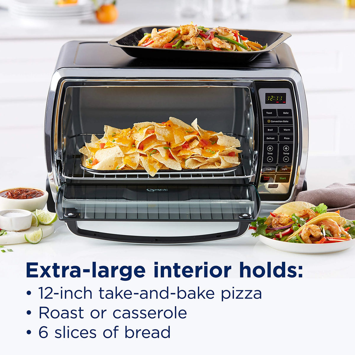 Digital Convection Toaster Oven, 6-Slice, Black/Polished Stainless N778235