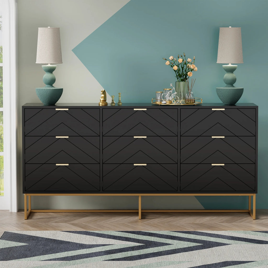 White 9 Drawer Wood Dresser M82145