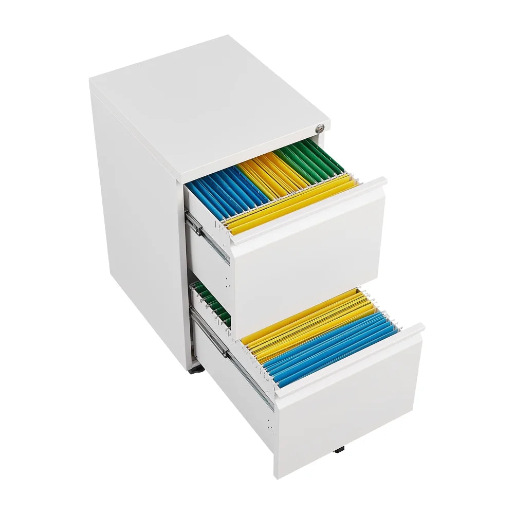 Black 2 Drawer Metal Mobile File Cabinet with Lock W179