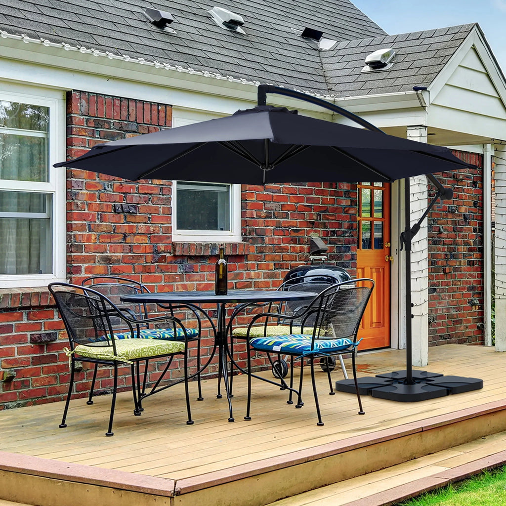 10ft Heavy Duty Offset Cantilever Patio Umbrella with 4-Piece Base W659907