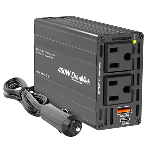 400W Car Power Inverter Dual DC 12V to 110V AC USB C 65W H38888
