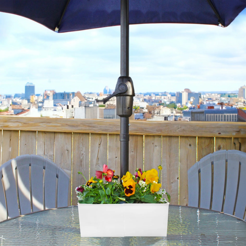 White Square Umbrella Planter I27908