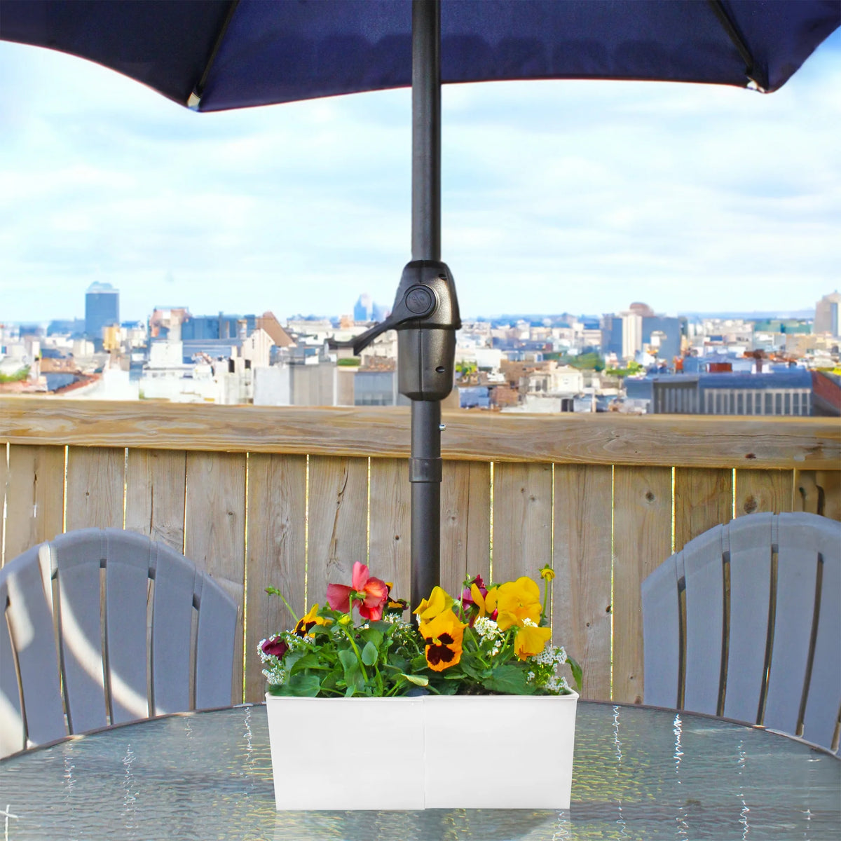 White Square Umbrella Planter I27908