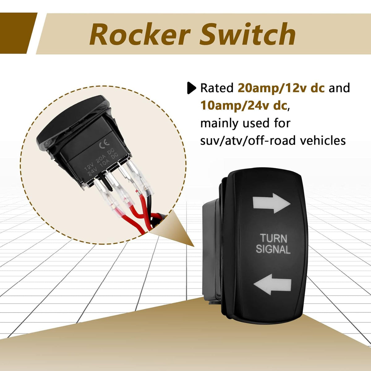 Universal UTV Rocker Switch Turn Signal Kit with Wire Harness G2188