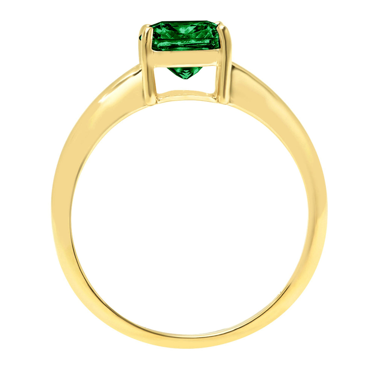 Green Simulated Emerald 18k Yellow Gold Solitaire Ring A4277