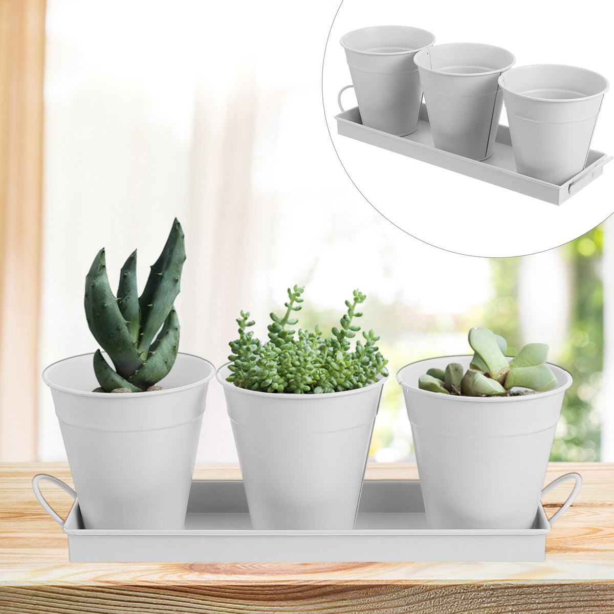 9 pcs Garden Flower Pot with 1pc Tray G830937