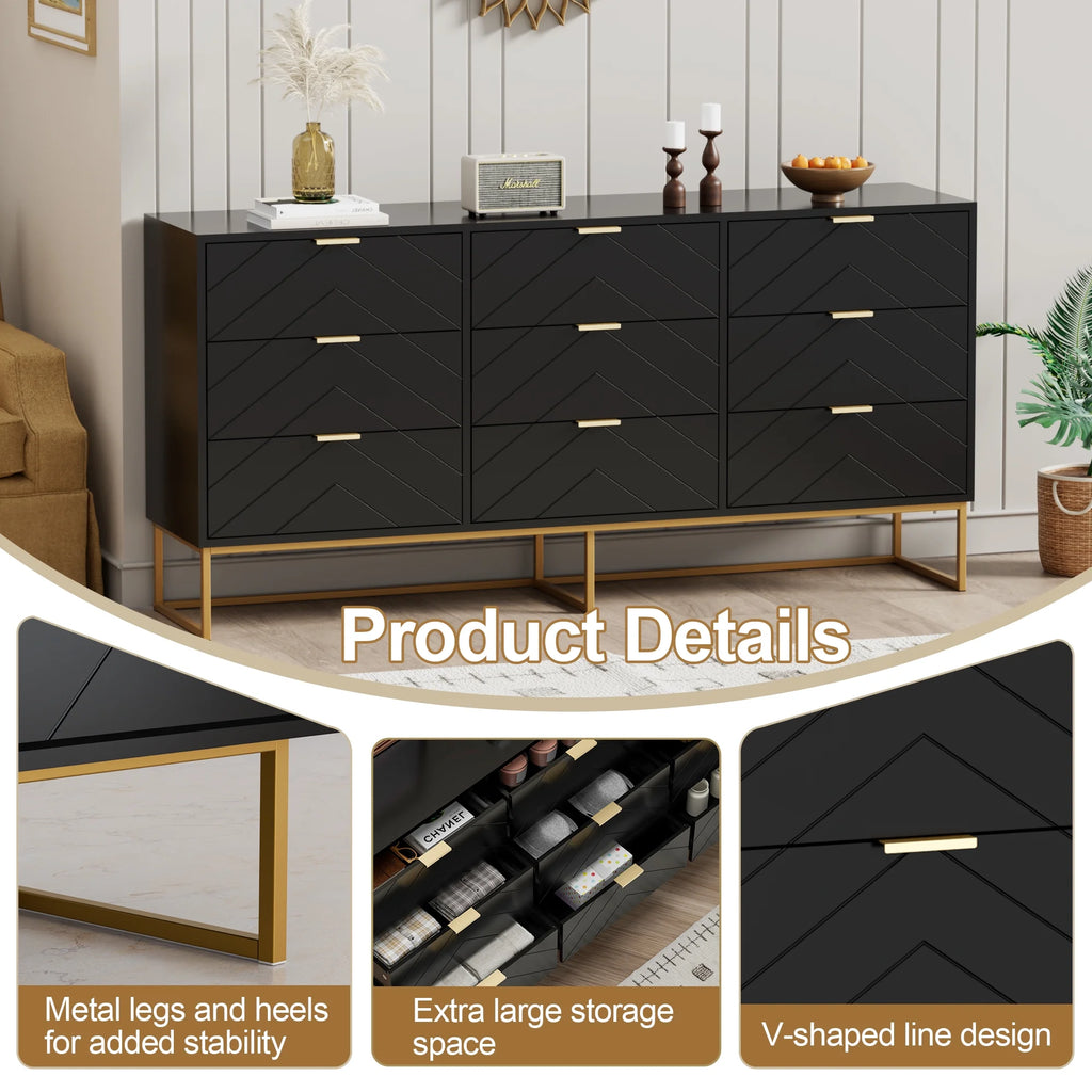 White 9 Drawer Wood Dresser M82145
