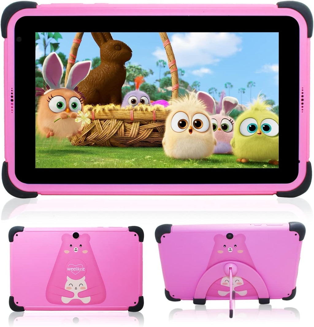 Pink Kids Tablet with WiFi, IPS HD Display, Dual Camera, Parental Control, Stylus I7646