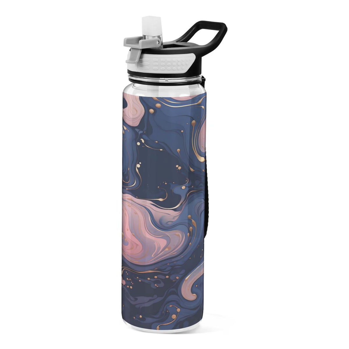 Blue and Pink Marble 32oz Tritan Water Bottles with Straw A526