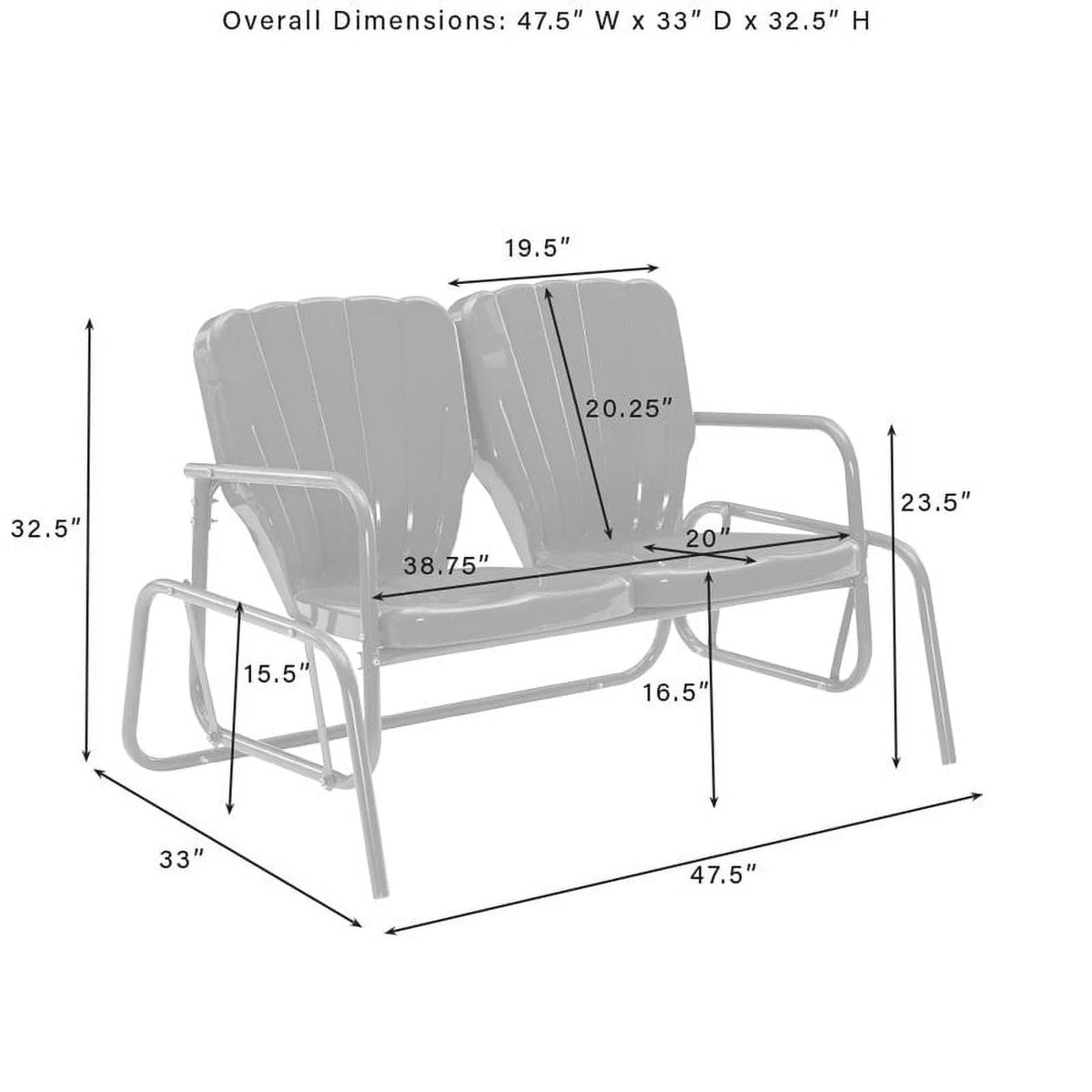 Metal Outdoor Loveseat Glider in White D834769