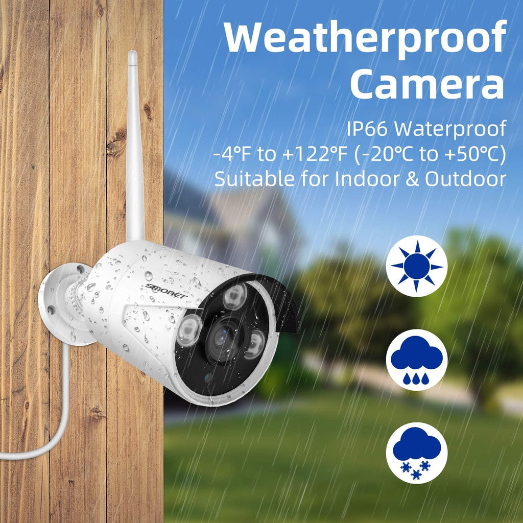 8 Channel 1080P Wireless Security Camera System with 12" Monitor 2TB Hard Drive 4pcs Indoor Outdoor IP Cameras Night Vision I972