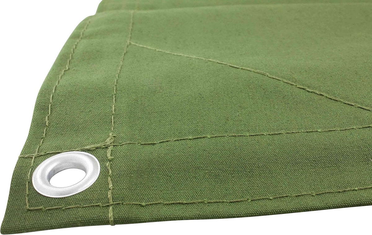Green Canvas Tarp 12oz Heavy Duty Water Resistant 10' x 16' Pack of 2 I38401