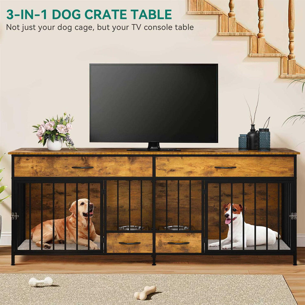 Large Breed Wooden Dog Crate Furniture with Drawers T594986