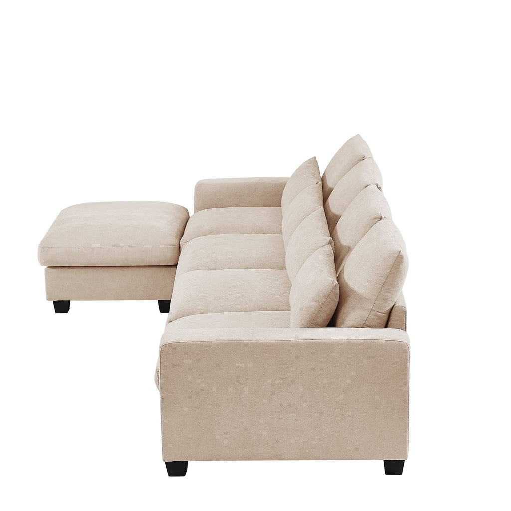 Modern L-Shape Feather Filled Sectional Sofa with Reversible Chaise V560998