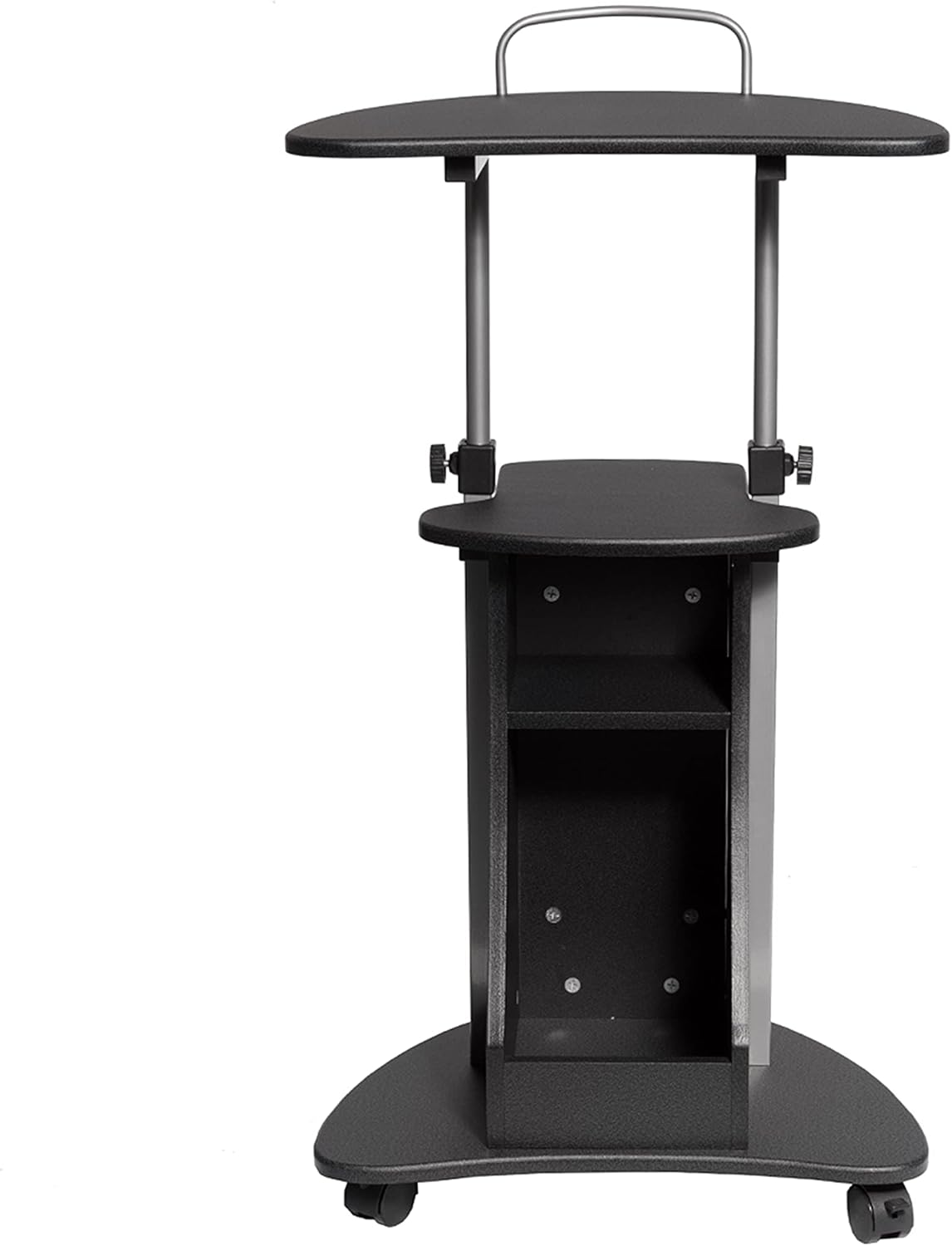 Graphite Sit-to-Stand Rolling Laptop Cart with Storage J7908