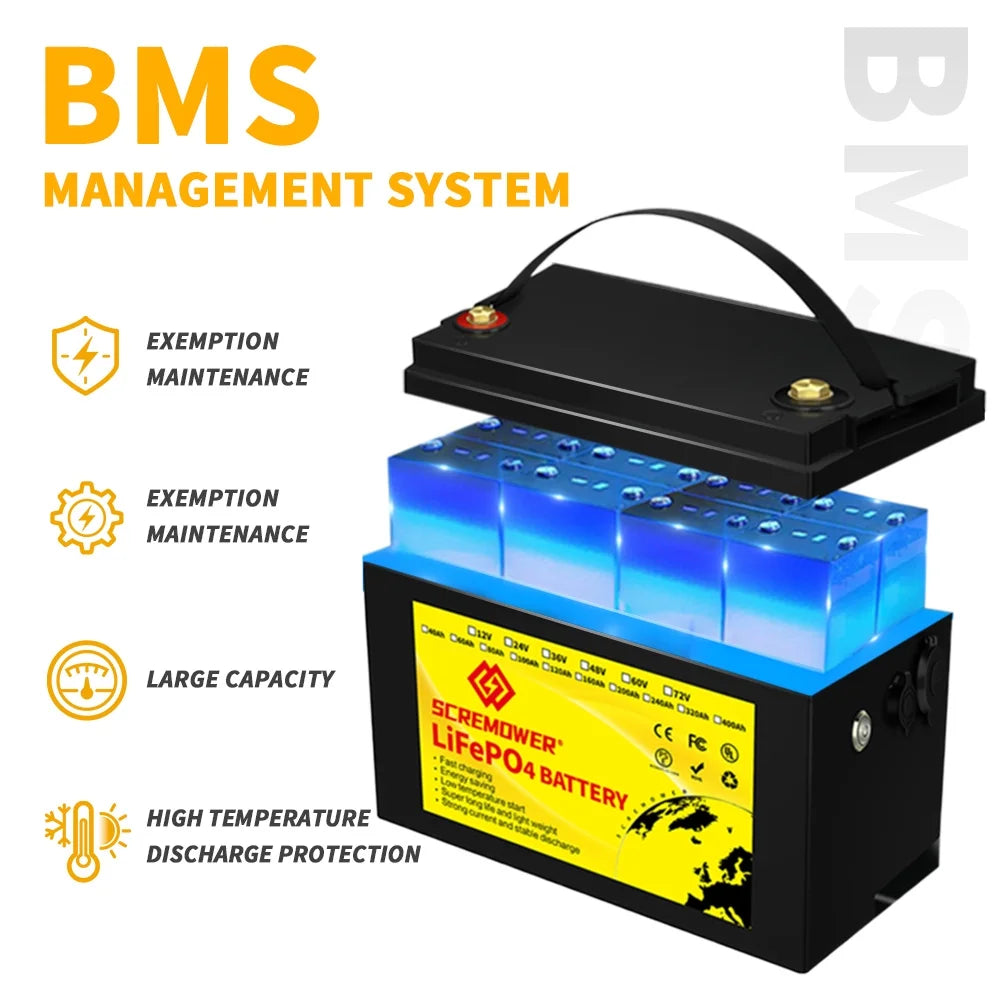 12V 100AH LiFePO4 Lithium Battery with 100A BMS J571571