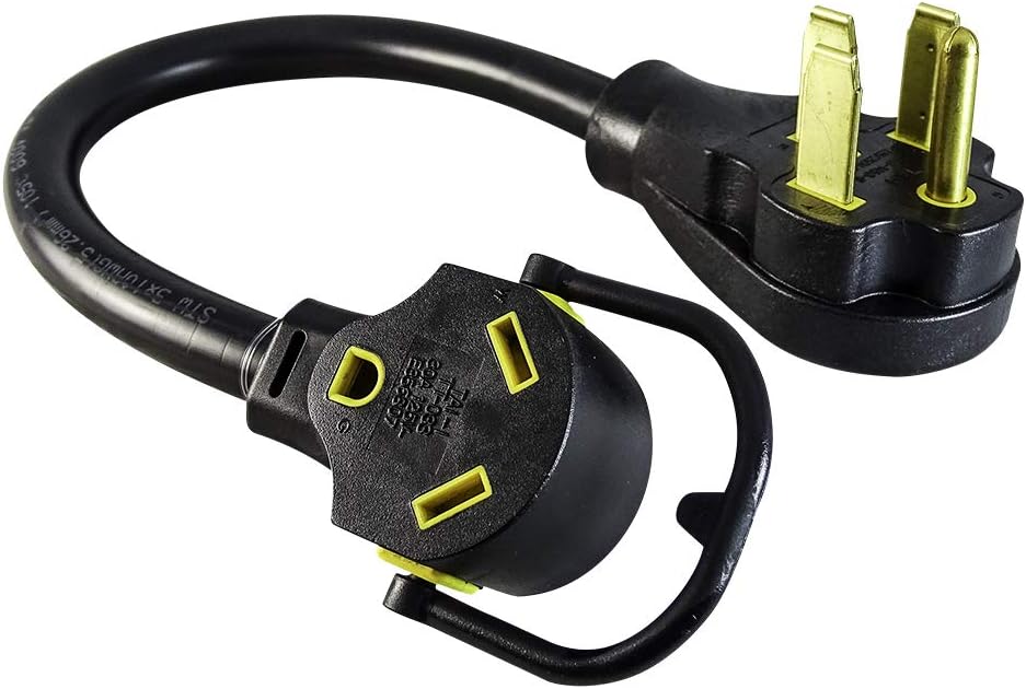 RV/Generator Dogbone Adapter 1.5ft NEMA 50 Amp Male to 30 Amp TT-30R Female Heavy Duty 10/3 STW Pigtail 4 Prongs to 3 Prongs Pack of 2 N451