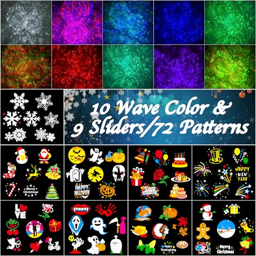 3D Ocean Wave & 72 HD Patterns Holiday Projection Light with Remote T144281