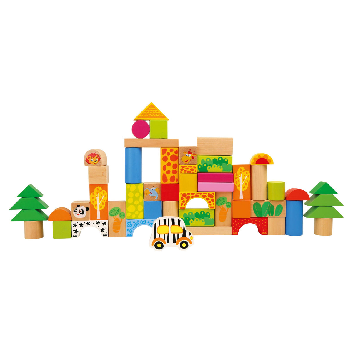 50 Piece Wooden Blocks Zoo Theme Playset H353036