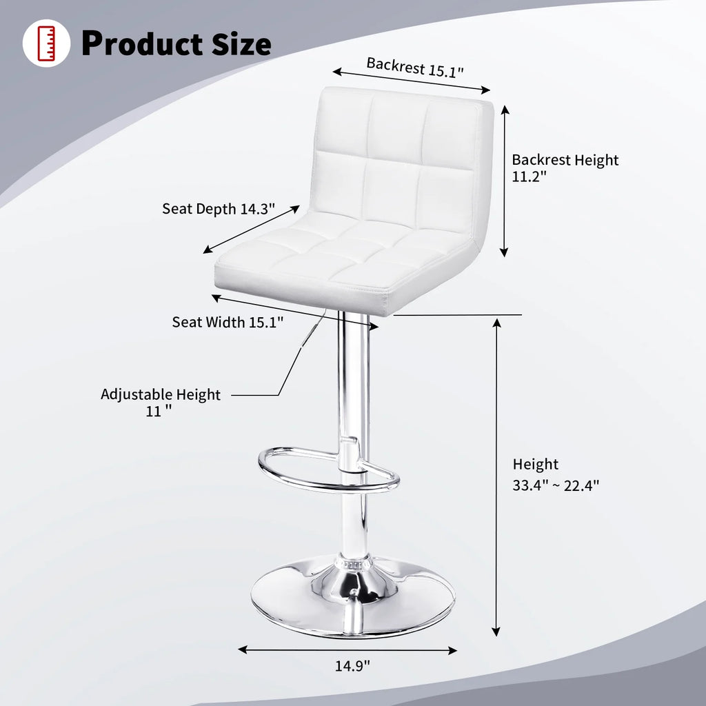White PU Leather Height Adjustable Swivel Bar Stools Set of 2 L434