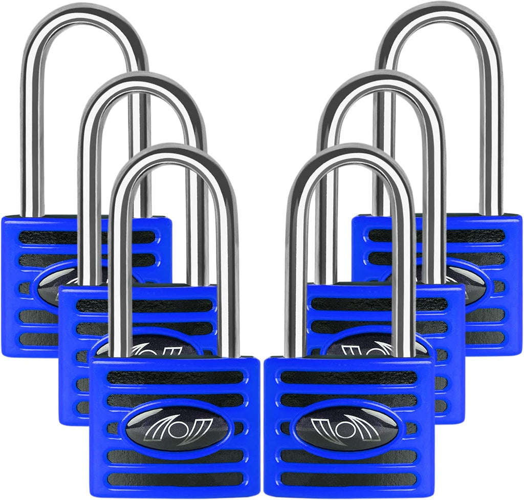 2.5 Inch Long Shackle Keyed Alike Padlocks 6 Pack Red K8495