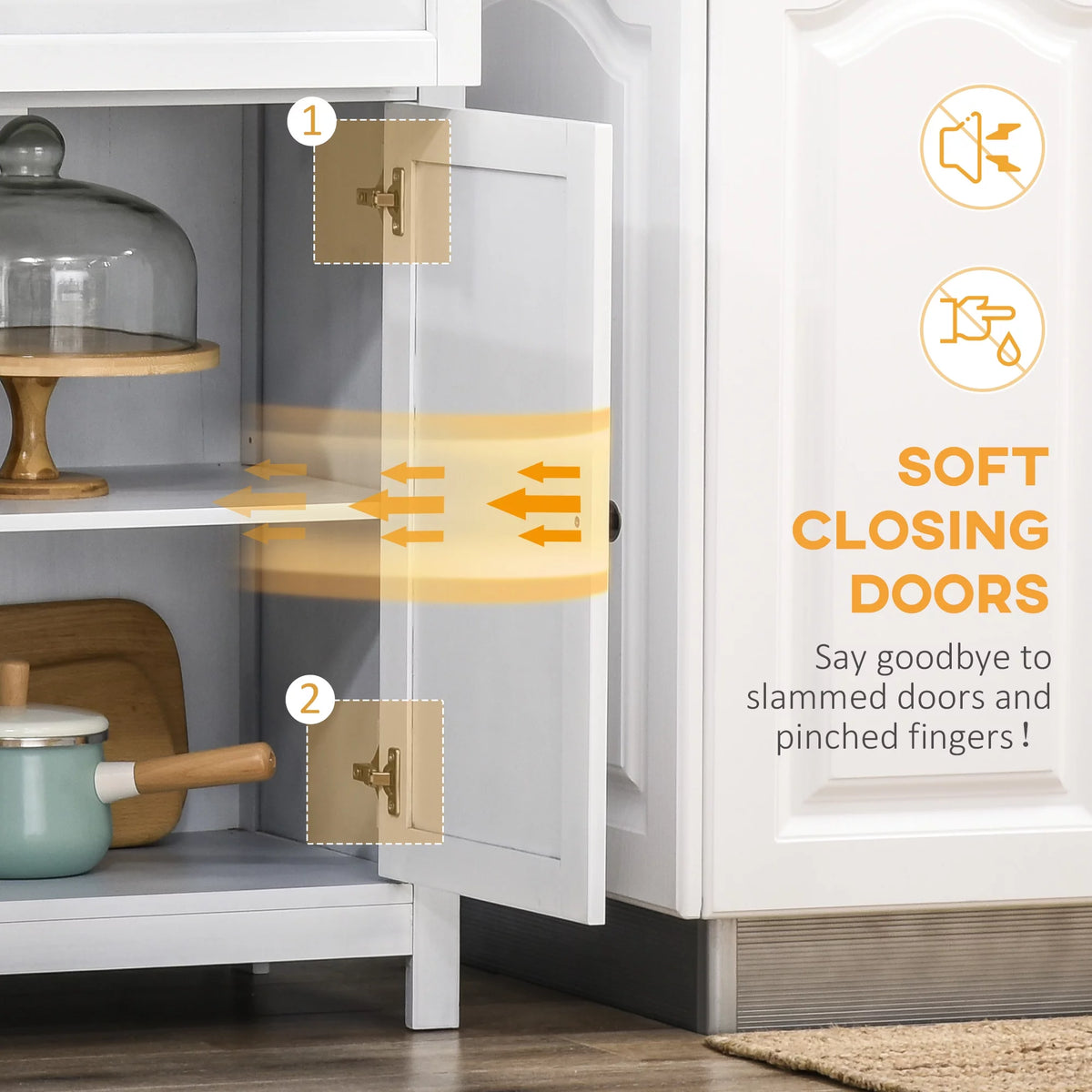 White Pinewood Kitchen Pantry Storage Cabinet T384136
