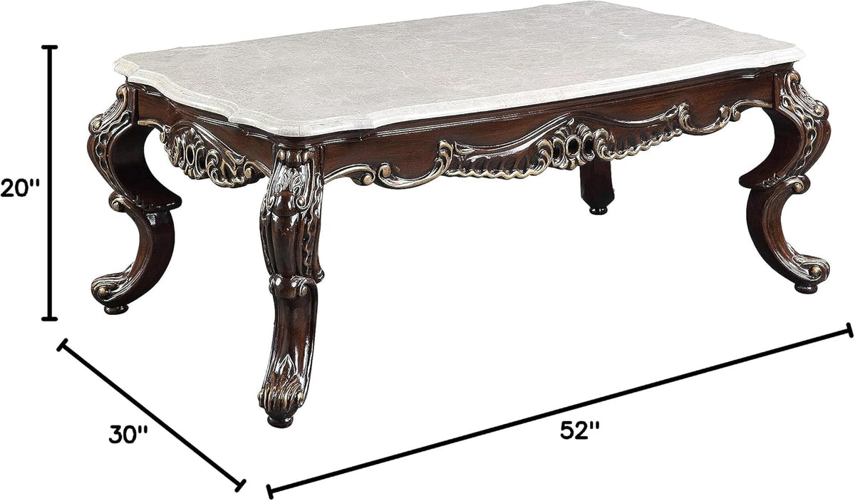 Wooden Coffee Table in Marble and Antique Oak E553220