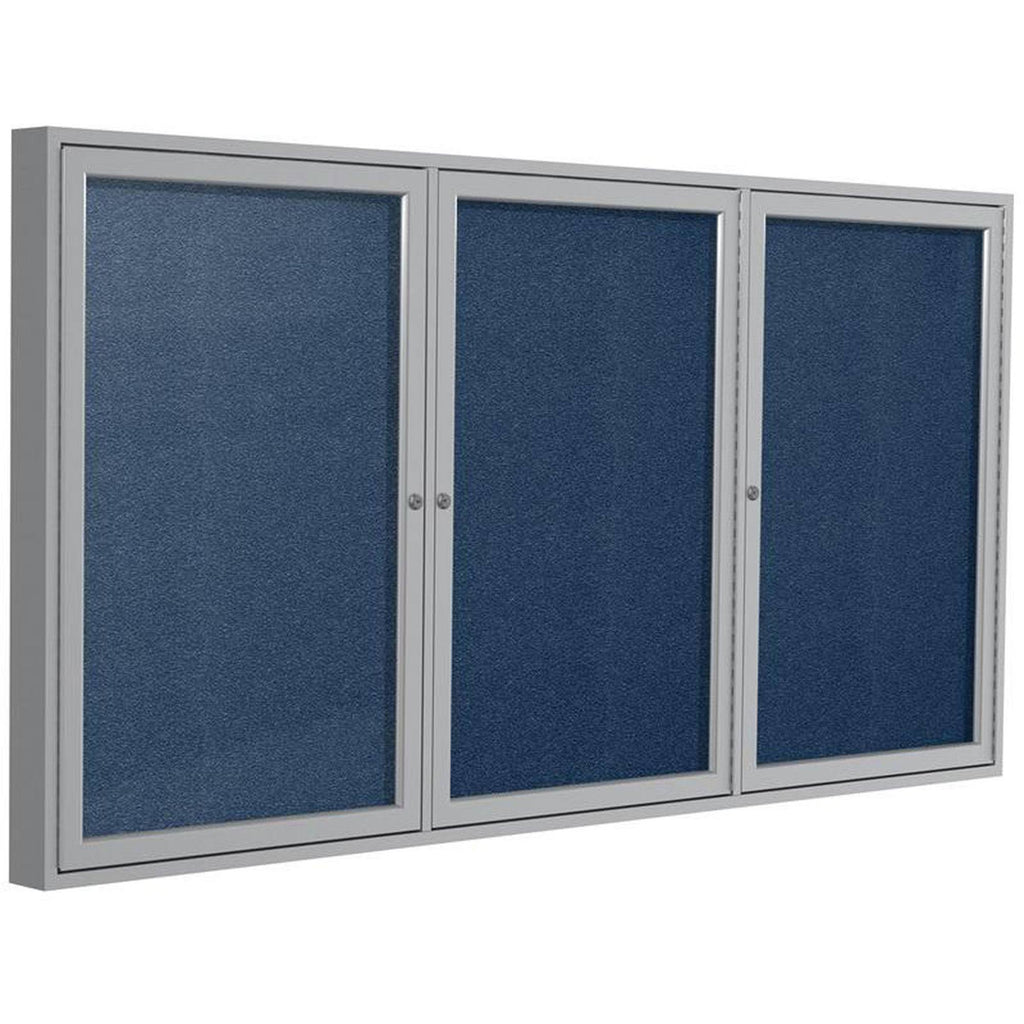 Navy 3-Door Enclosed Vinyl Bulletin Board A355