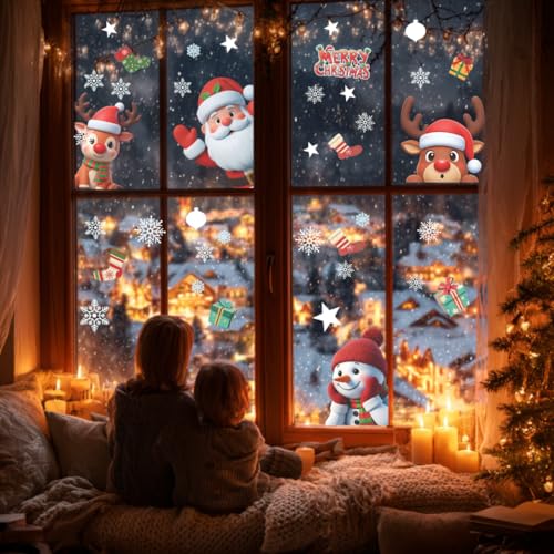 226 PCS White Snowflake Window Clings, 9 Sheets Double-Sided Reusable Decals Z3346