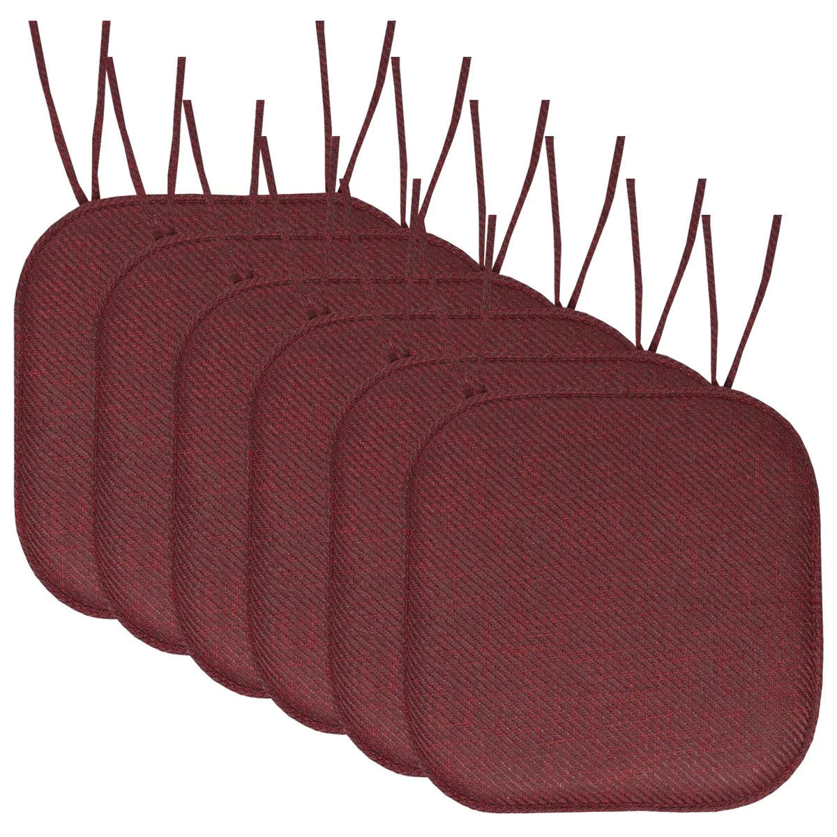 Burgundy Herringbone Memory Foam Chair Pad 6 Pack U19553