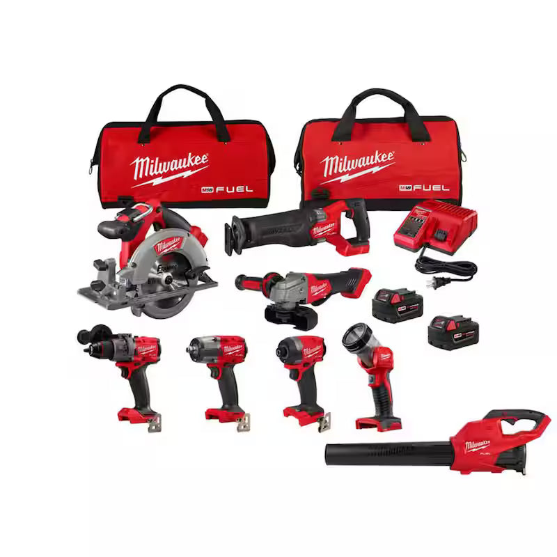 18V Lithium-Ion Brushless Cordless Combo Kit with 5.0 Ah Batteries 7-Tool & Cordless Blower W694520