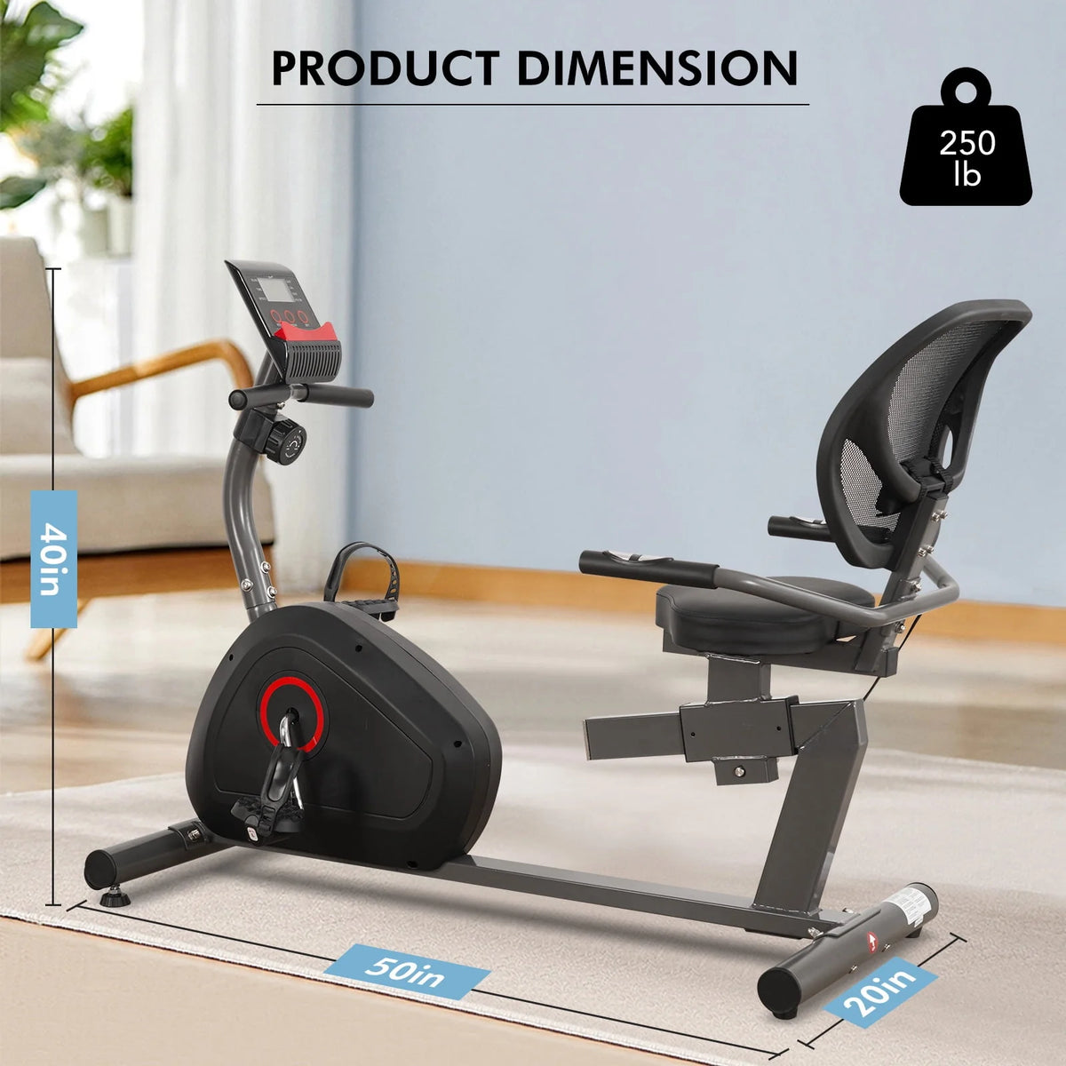 Recumbent Exercise Bike 8 Levels Quiet F4894
