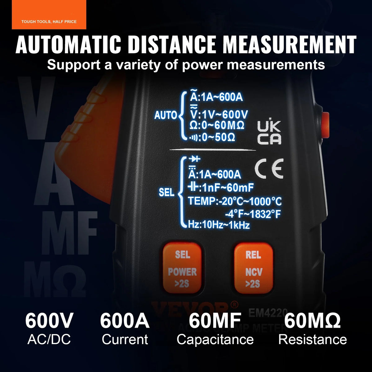 6000 Counts True RMS Digital Clamp Meter A798