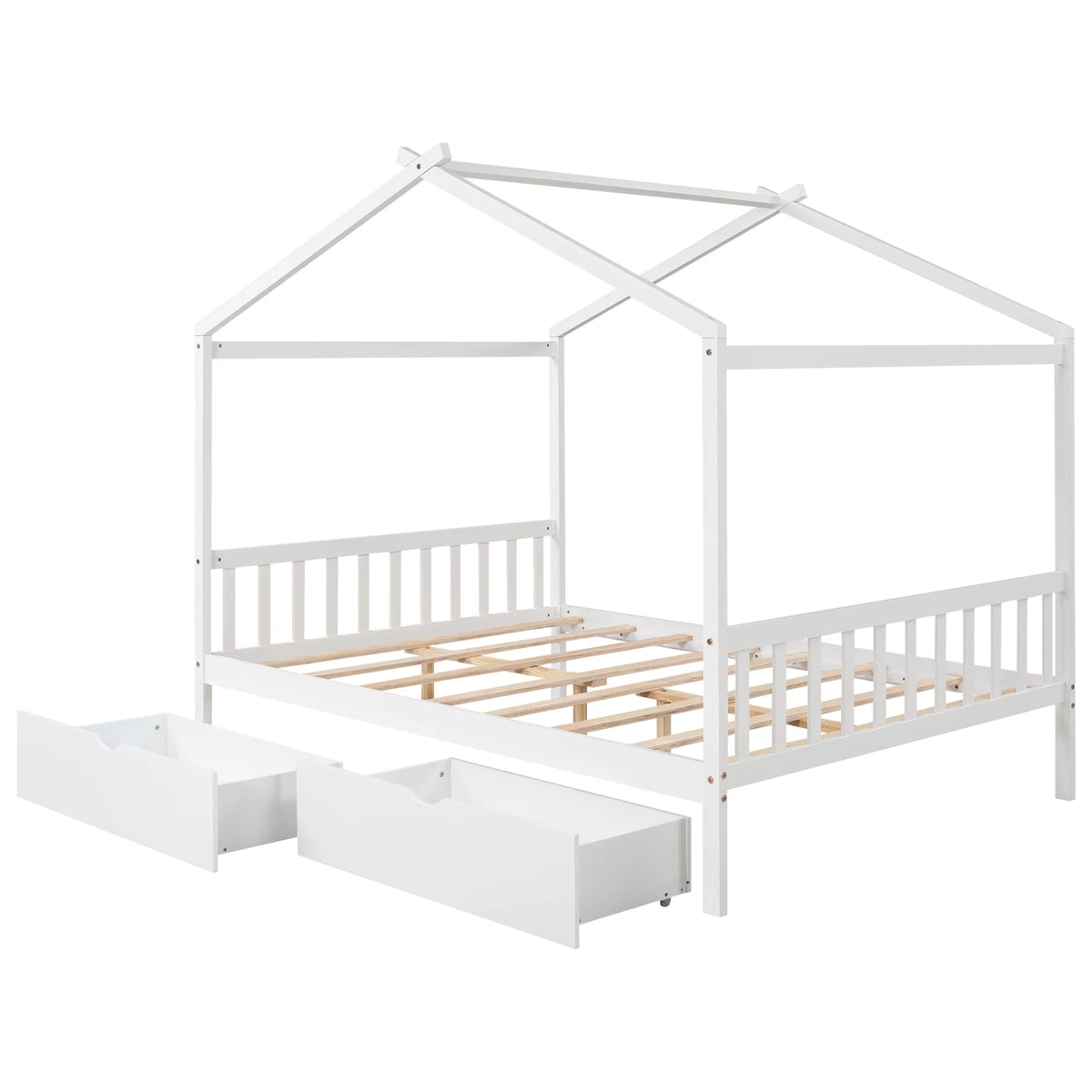 White Full Size Platform Bed with Two Drawers C995