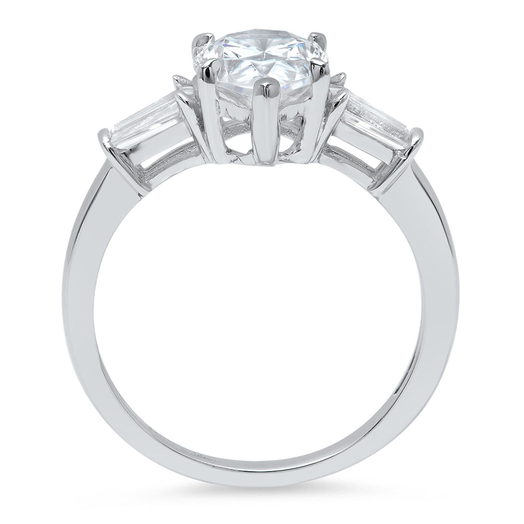 18K White Gold Three-Stone Diamond Engagement Ring B162
