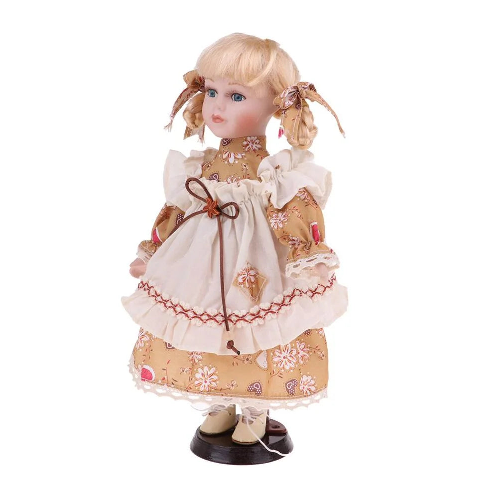 30cm Porcelain Doll Girl Figures with Stand S4934