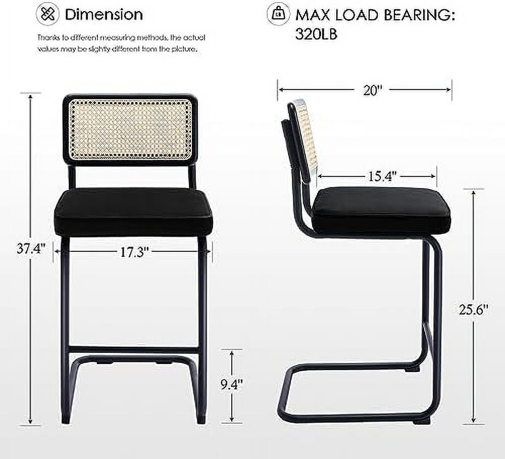 Rattan Counter Height Stools Set of 2 24'' Faux Leather X734