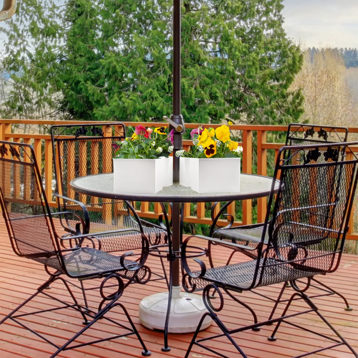 White Square Umbrella Planter I27908