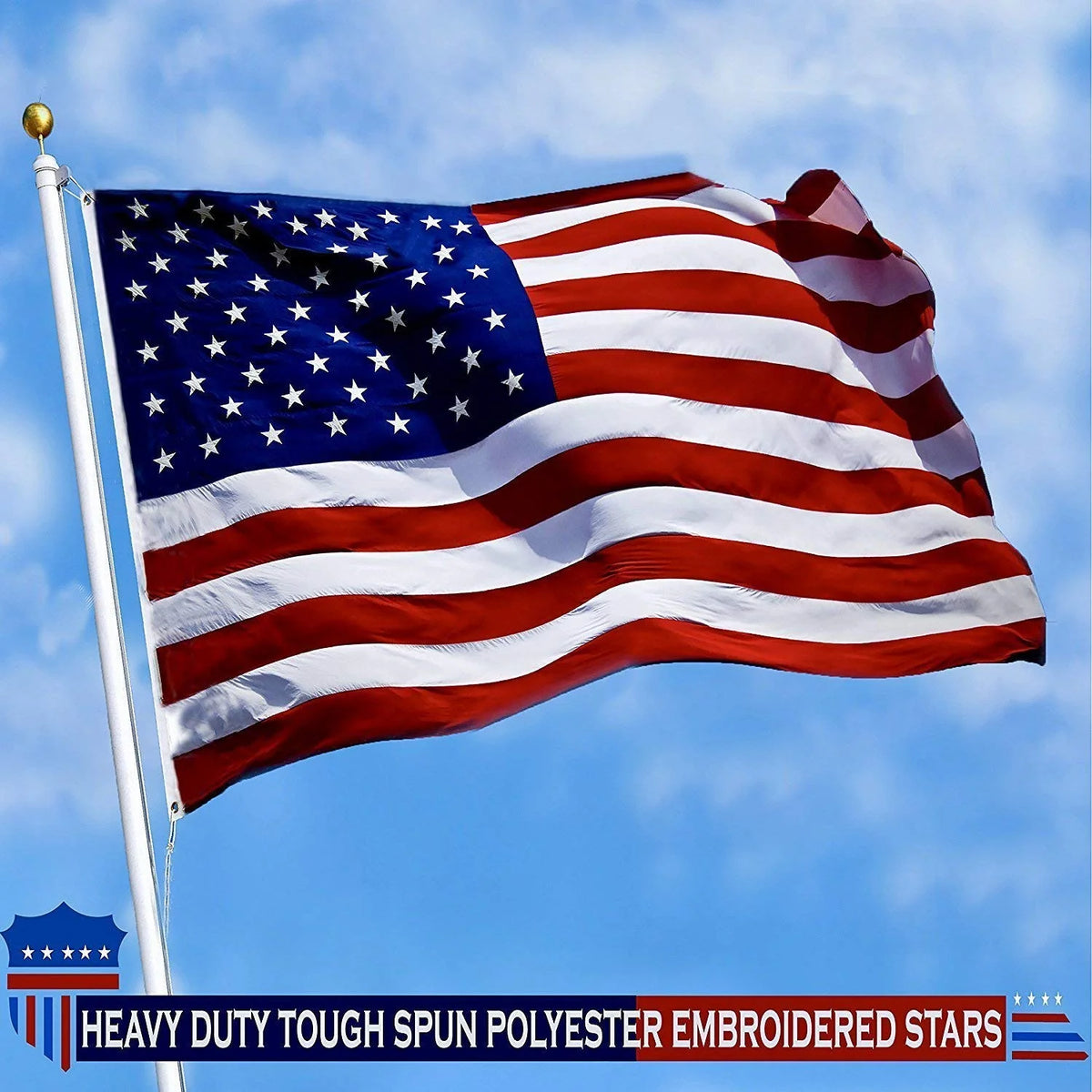 American Flag 4x6 Ft Heavy Duty Spun Polyester Embroidered Stars Sewn Stripes Brass Grommets T419