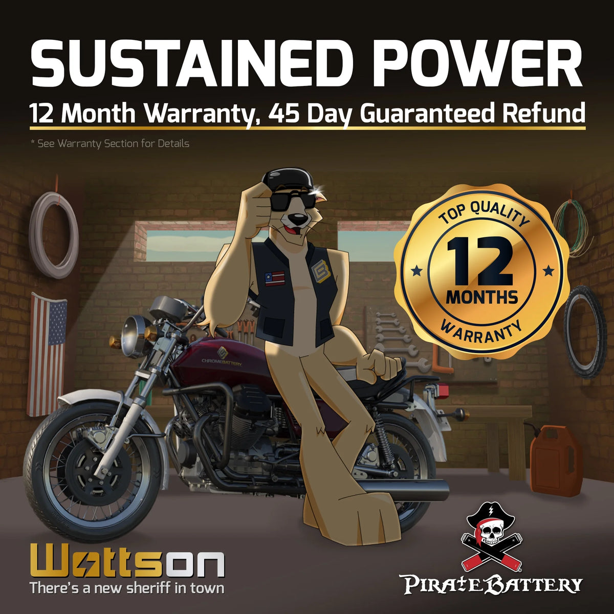 12 Volt 12 Ah 210 CCA Motorcycle Battery W388