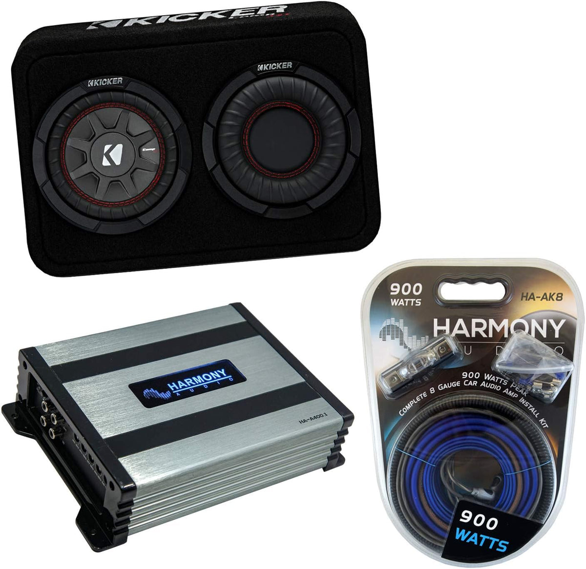 6.75 Loaded Sealed Sub Box Bundle with Amplifier & Amp Kit N25792