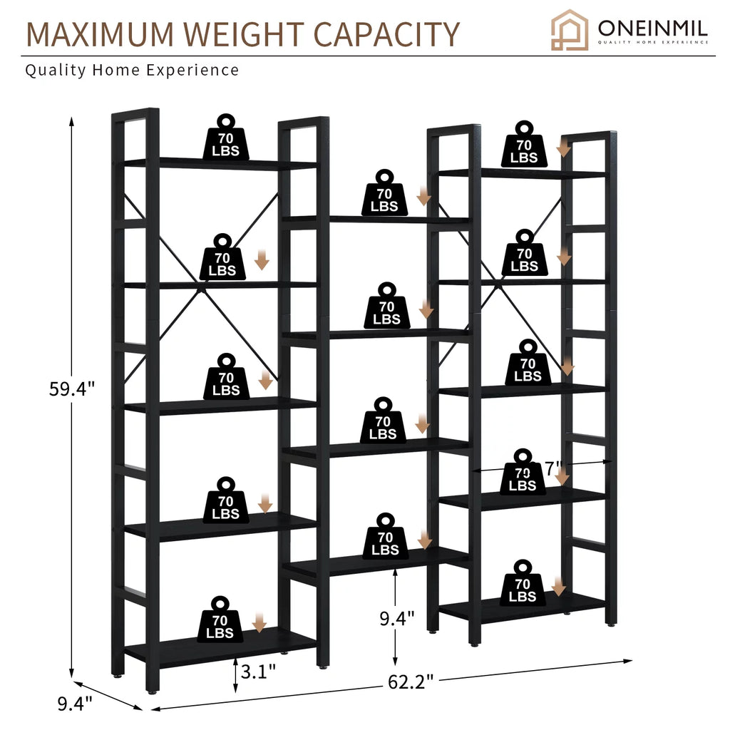 5 Tier 59" Tall Bookshelf Y366480
