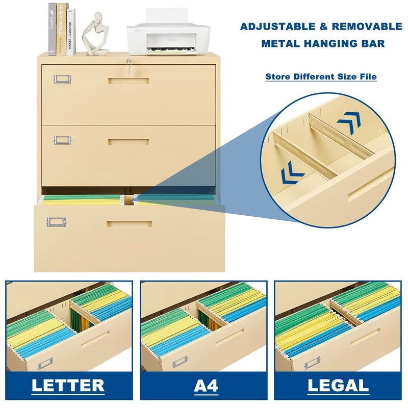 3 Drawer Lockable Metal File Cabinet W800819